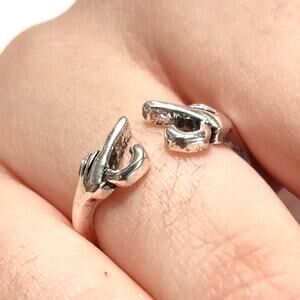 Sterling Silver Plated Ring Heart Hands I love You Forever Engraved Message NEW!